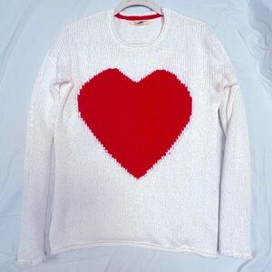 Christian Siriano ❤️ red heart white cotton pullover sweater